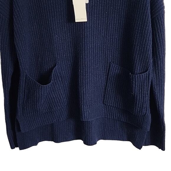 Melloday Navy Blue Sweater with Front Pockets, NWT, Small - Picture 3 of 7